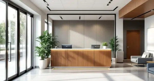 découvrez des exemples inspirants de banques d'accueil accessibles aux personnes à mobilité réduite (pmr) dans des bureaux, alliant design et fonctionnalité pour un accueil inclusif.