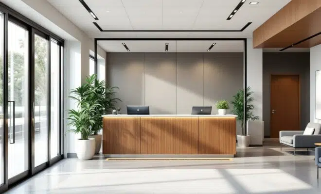 découvrez des exemples inspirants de banques d'accueil accessibles aux personnes à mobilité réduite (pmr) dans des bureaux, alliant design et fonctionnalité pour un accueil inclusif.