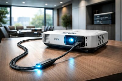 découvrez comment fiabiliser la connexion hdmi de votre vidéoprojecteur epson sur de longues distances grâce à la technologie fibre optique pour une image nette et sans perte.