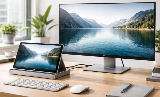 découvrez le combo parfait pour votre bureau : tablette tactile microsoft, dock polyvalent et écran externe pour une productivité optimale et un espace de travail ergonomique.
