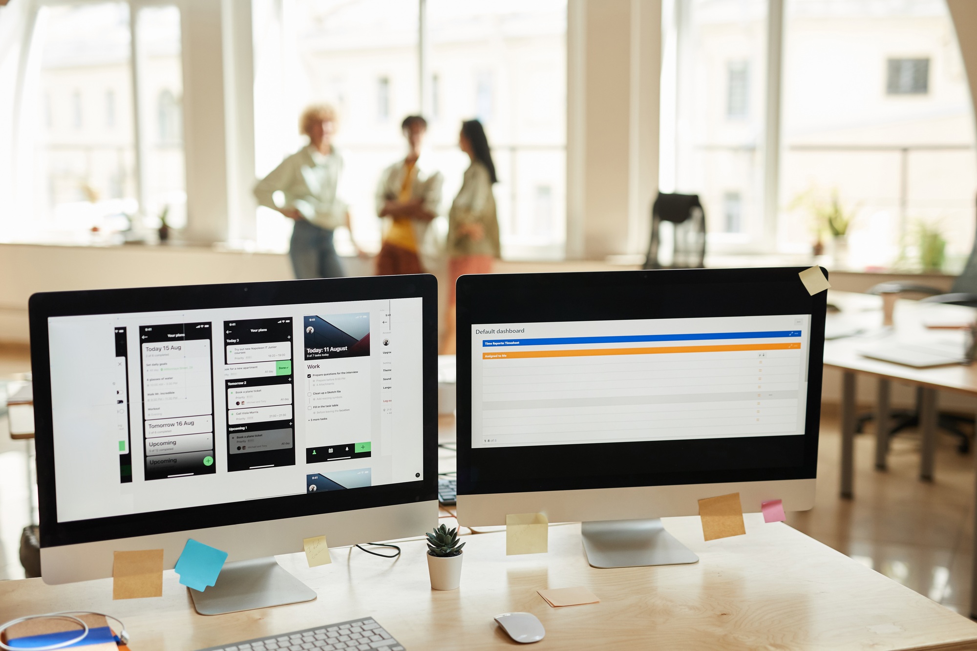 Computers with software at office