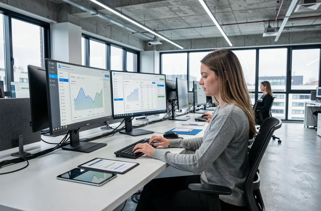 Comptable digitalisée de Fit Expertise Nîmes travaillant sur des outils numériques et logiciels comptables en ligne