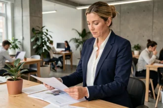 Femme professionnelle travaillant dans un bureau partagé à Reims, illustrant la location de bureaux en coworking